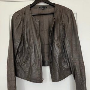 Theory Women's Grey Leather Moto